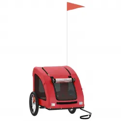 VidaXL Oxford Remolque de bicicleta de hierro tela Rojo para perros - 63.5 x 124.5 x 66 cm