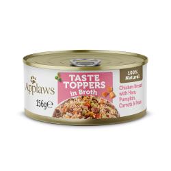 Applaws Taste Toppers con caldo latas para perros 6 x 156 g - Pollo con jamón, calabaza, zanahoria y guisantes
