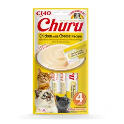 Churu Snack Cremoso de Pollo con Queso para gatos 4 sobres x 14 g