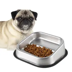 FurryFusion cuenco cuadrado biselado de acero inoxidable para perros - 550 ml