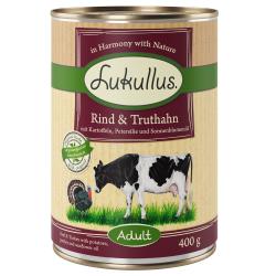 Lukullus con vacuno y pavo sin cereales - 6 x 400 g