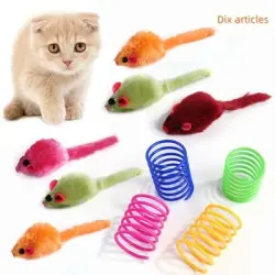 MCBOSON Peluche con forma de ratón para gatos - 10 piezas