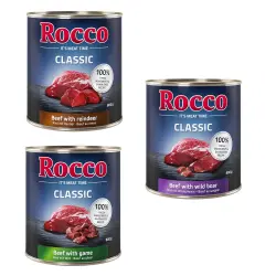 Pack mixto de prueba: Rocco Classic 6 x 800g - Mix de caza: vacuno y caza, vacuno y reno, vacuno y jabalí