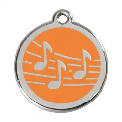 Placa identificativa Acero Inoxidable Esmalte Música Naranja para perros
