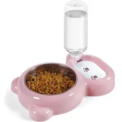 UAMLY Agua para gatos y cuenco de acero inoxidable - rosa
