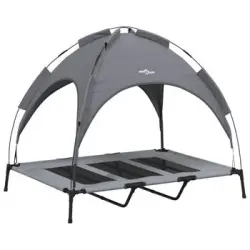 vidaXL Cama para perros con dosel antracita tela oxford y acero