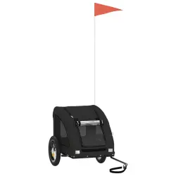 VidaXL Remolque de bicicleta hierro y tela Oxford negro para perros - 63.5 x 124.5 x 66 cm