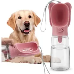 ZooVenture Botella blanca de 550 ml para comida y agua para perros - Color: Rosa | Capacidad: 550 ml