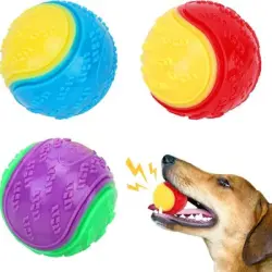 ZooVenture Pelotas chirriantes para perros - Goma, 3 unidades - Amarillo rojizo – Verde violáceo – Amarillo azulado