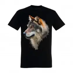 Camiseta Lobo perfil color Negro