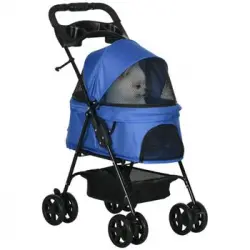 Cochecito Para Mascotas De Acero Tela Oxford 67x45x96cm-pawhut.azul