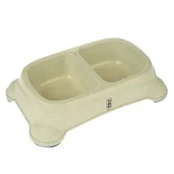 Comedero doble TIAKI de plástico reciclado - 2 x 950 ml