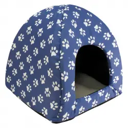 Cueva iglu para perros pequeños y gatos Huellas Azules 45x45x40, 0.30 kg