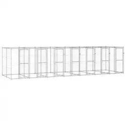 Perrera De Exterior | Jaula Para Perro | Parque Para Mascotas De Acero Galvanizado 16,94 M² Cfw783945