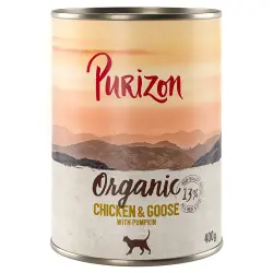 Purizon Organic 6 x 400 g comida ecológica para gatos - Pollo y ganso con calabaza