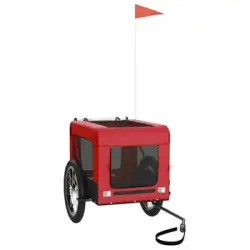 Remolque De Bicicleta Mascotas Hierro Tela Oxford Rojo Negro Vidaxl