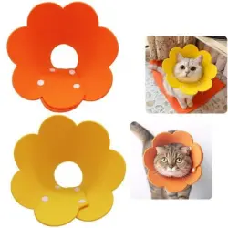 Zoomtopia Collar de recuperación gatos diseño cono floral 2 piezas, talla M - Amarillo + Naranja