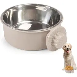 HausPets Comedero colgante para jaula – Acero inoxidable – Gris A - Gris A
