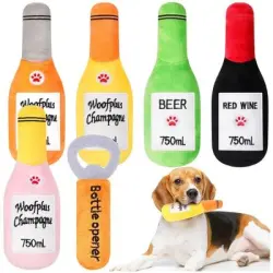 Pawffee 6 juguetes para perros con forma de botella de cerveza sacacorchos - 6 piezas