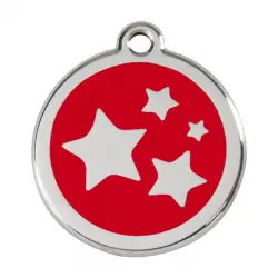Placa identificativa Acero Inoxidable Esmalte Estrella Rojo para perros
