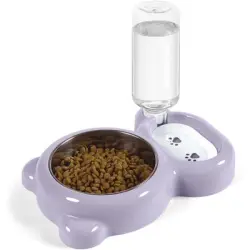 UAMLY Agua para gatos y cuenco de acero inoxidable - púrpura