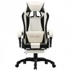 VidaXL Silla Gaming con Reposapiés Negro/Blanco