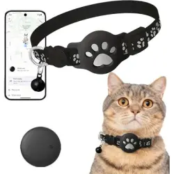 ZooVenture Collar GPS gatos - Localizador, agua, no requiere suscripción - Localizadores rosas y negros
