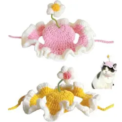 ZooVenture Gorros de gato con flores en 3D, 2 piezas, amarillo y rosa - Amarillo + Rosa