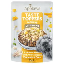 Applaws Taste Toppers en bolsitas para perros 12 x 85 g - Pollo, guisantes, calabaza y judías blancas