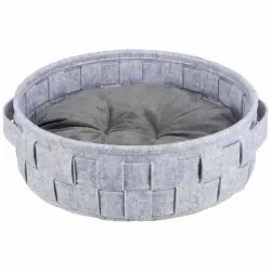 Cama redonda con cojín para perros color Gris