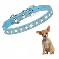 FurryFusion Collares de diamantes para gatos y perros - Azul M