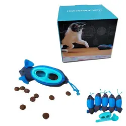 IntiMeg Juego de 5 juguetes azules para gatos con forma de ratón - Una pieza