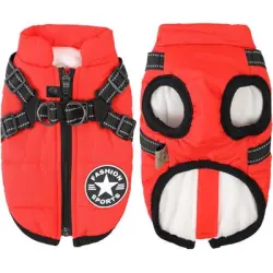 MCBOSON Abrigo de invierno impermeable 2 en 1 para perros con arnés. - Una pieza