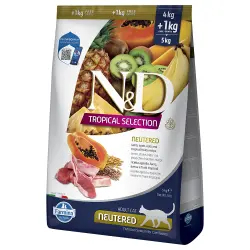 N&D Cat Selección Tropical Esterilizado con cordero - 5 kg (4 + 1 kg)