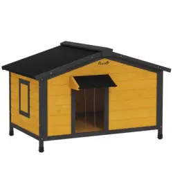 PawHut Caseta para Perros Madera Natural - 97x72x65 cm