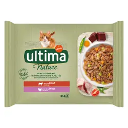 Ultima Cat Nature 4 x 85 g comida húmeda para gatos - Vacuno y pavo