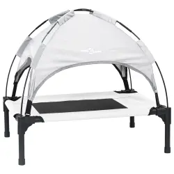 VidaXL Cama Elevada Techo Desmontable Gris para perros - 76 cm x 62 cm x 70,5 cm