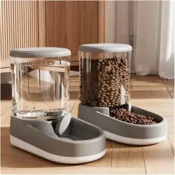 ZooVenture Cuenco integrado 2 en 1 para agua y comida - Gris