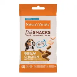 0.05 KG Nature’s Variety Bocaditos Deli Snacks Puppy Pollo y Cerdo para perros