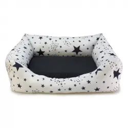 Cama cuadrada Estrellas Negras perros y gatos, Tamaño 50x45x17 cm