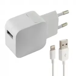 Ksix Cargador de Red USB 2.4A + Cable Lightning Blanco