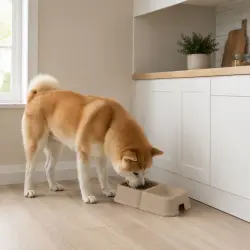 Leeby Comedero Doble Cuadrado Taupe para perros - 600 ml