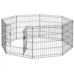 Parque De Juegos Para Perros 8 Paneles De Metal 61x61 Cm-pawhut.negro