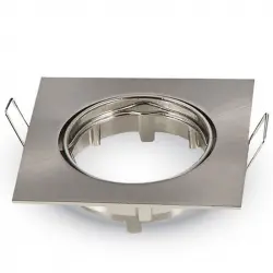 V-Tac Soporte Cuadrado Aro Ancho Empotrable para Bombillas GU10 82x22mm Niquel