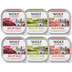 Wolf of Wilderness 6 x 300 g - Pack mixto II: 2x High Valley, 2x Great Desert, 2x Green Fields.