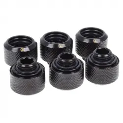 Alphacool Eiszapfen Pack 6 Racores de Compresión para Tubo Rígido 16/10mm Negros