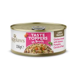 Applaws Taste Toppers con caldo latas para perros 6 x 156 g - Pollo con salmón, calabaza, zanahoria y guisantes