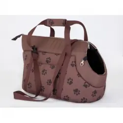 Bolsa De Transporte Para Perro O Gato Talla R1 20x42x22 Marron Claro Huellas