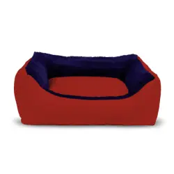 Cama Rectangular para Perros y Gatos GAUTY Tela Impermeable (Azul y Rojo - 115 x 90 cm)