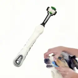 FurryFusion Cepillo de dientes para perros de tres caras - Blanco